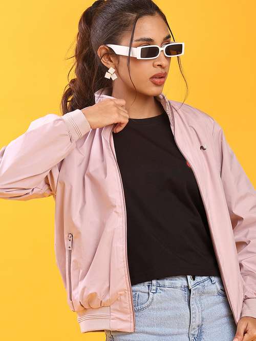 women solid long sleeve windcheater jacket - 22170983 -  Standard Image - 0