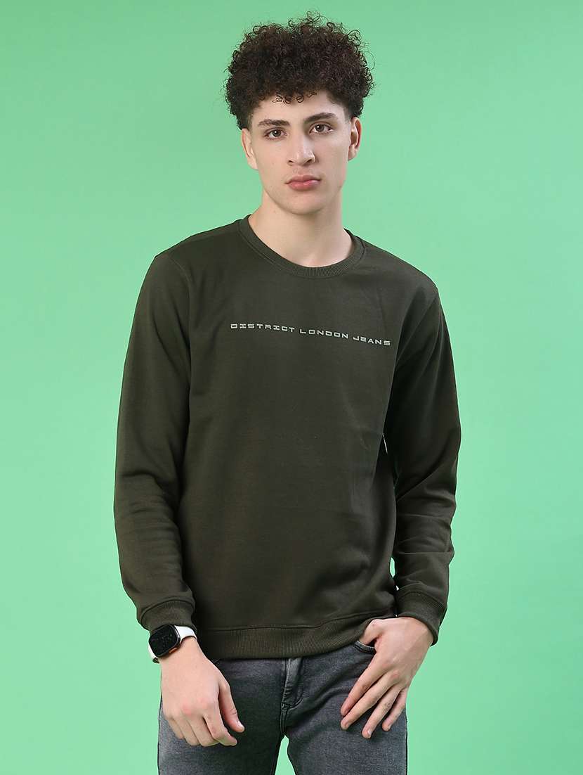 men chest print long sleeve regular fit sweatshirt