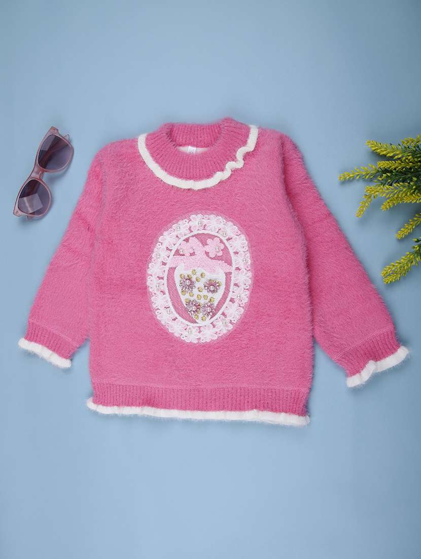 girls self designed long sleeve sweater