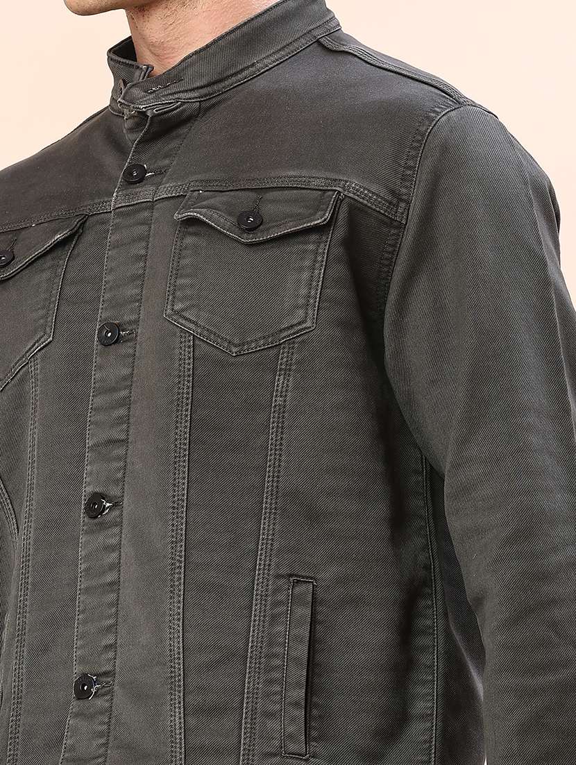 men solid long sleeve denim jacket - 22171043 -  Standard Image - 5