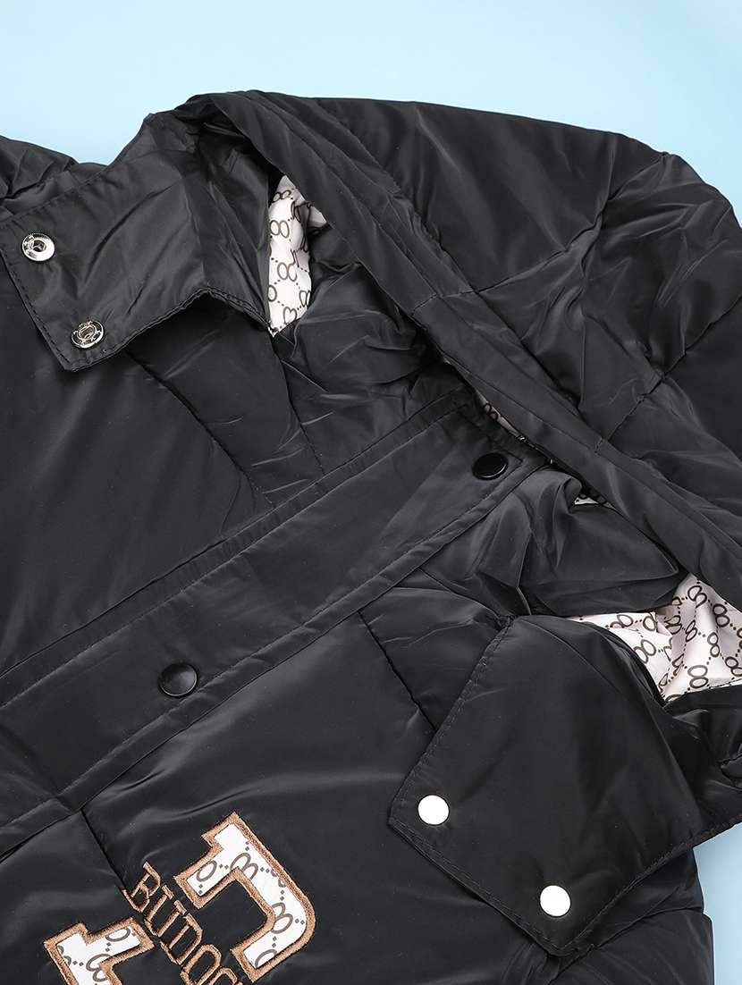 girls solid long sleeve hooded quilted jacket - 22171078 -  Standard Image - 3