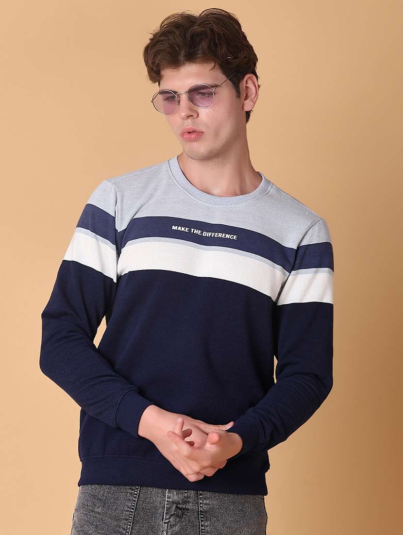 men color block long sleeve regular fit sweatshirt