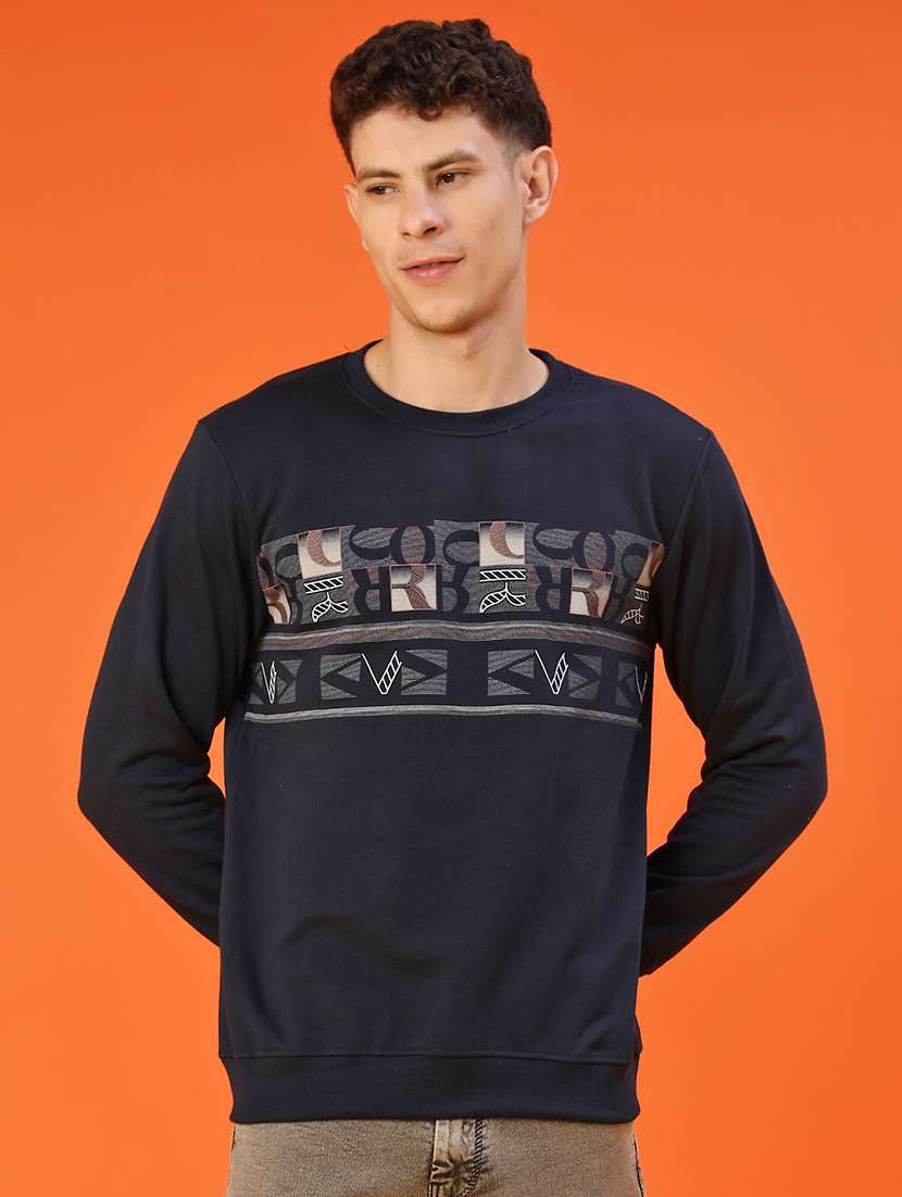 men chest print long sleeve regular fit sweatshirt