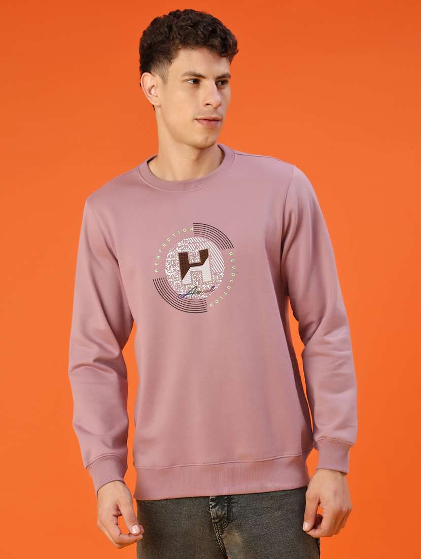 men chest print long sleeve regular fit sweatshirt