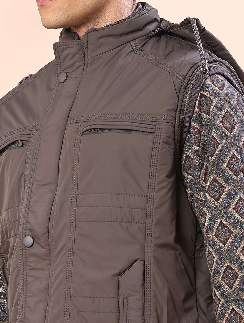 men solid sleeveless lightweight bomber jacket - 22171210 -  Standard Image - 5