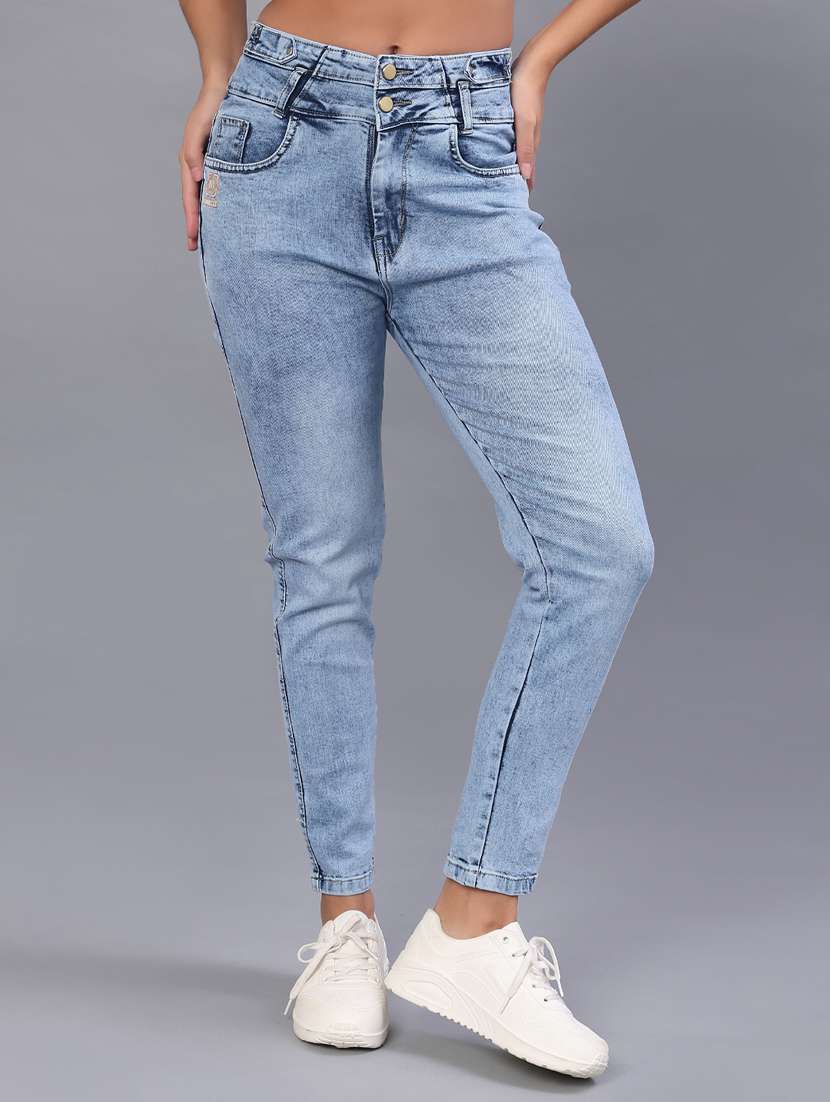 women solid high rise skinny fit jean