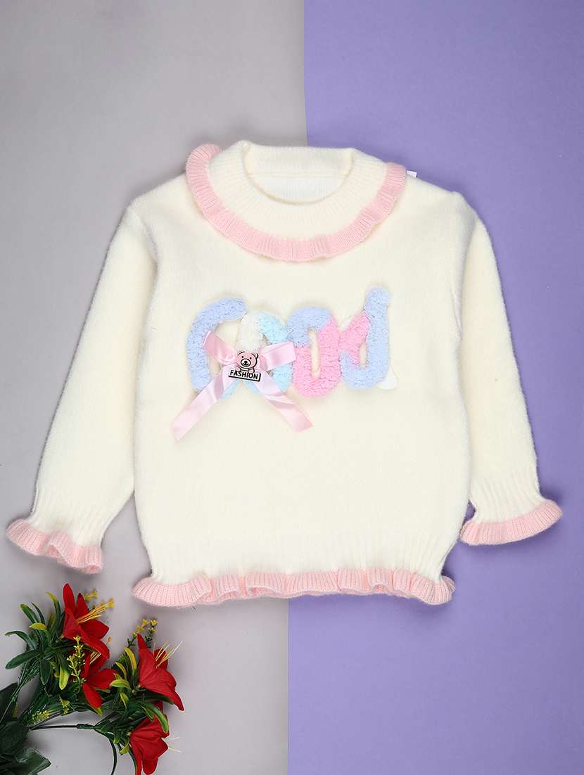 girls self designed long sleeve sweater