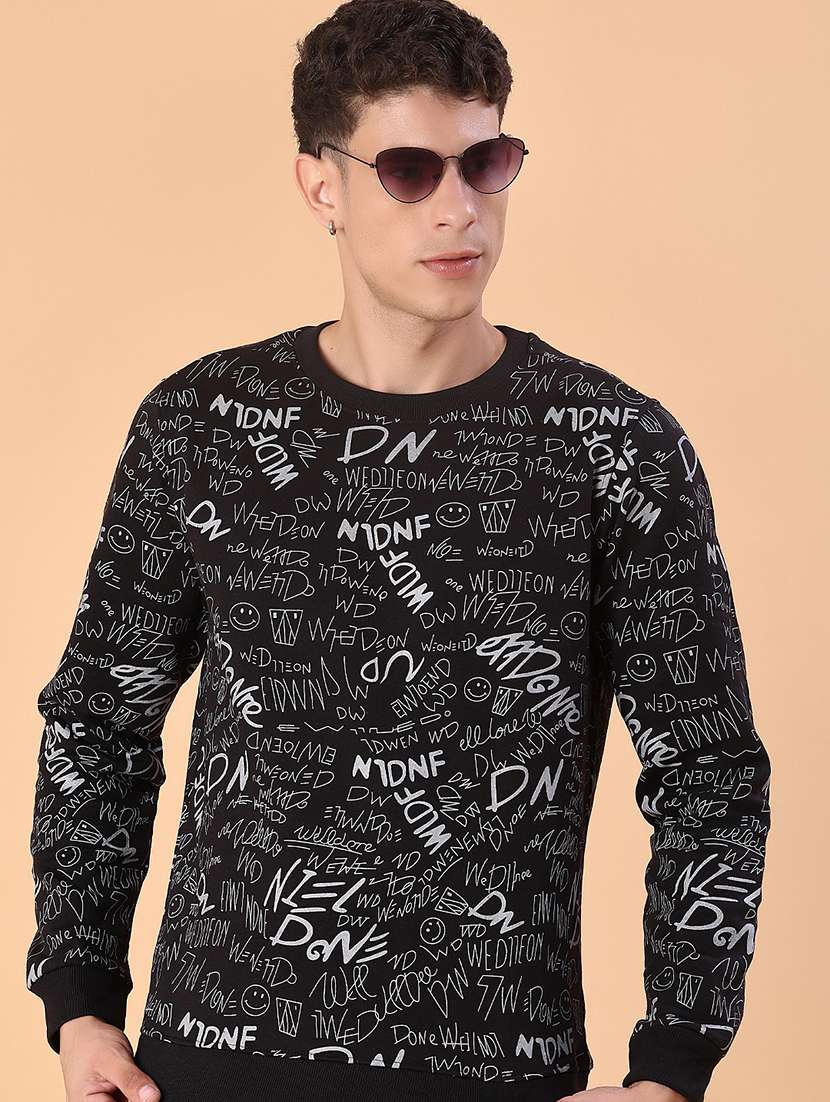men typographic long sleeve regular fit sweatshirt