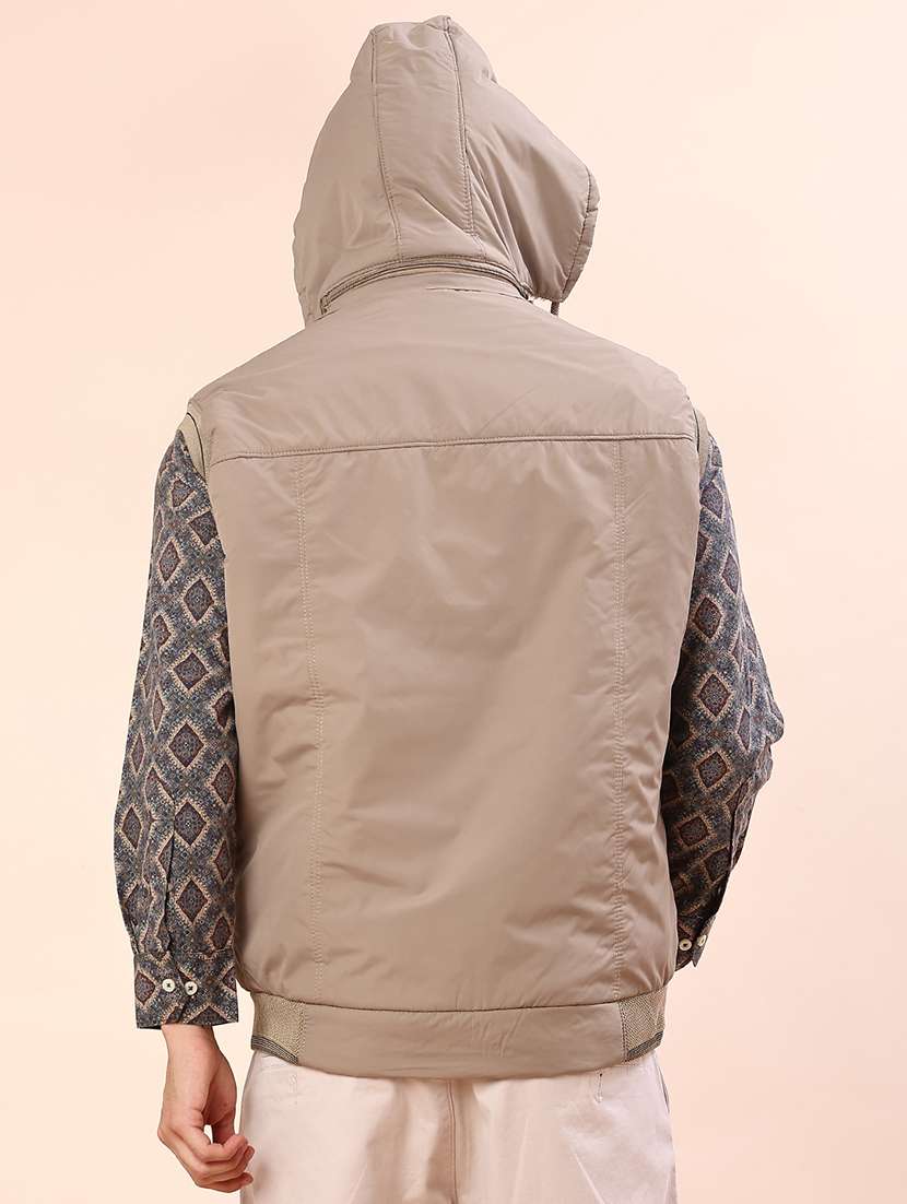 men solid sleeveless lightweight bomber jacket - 22171301 -  Standard Image - 3