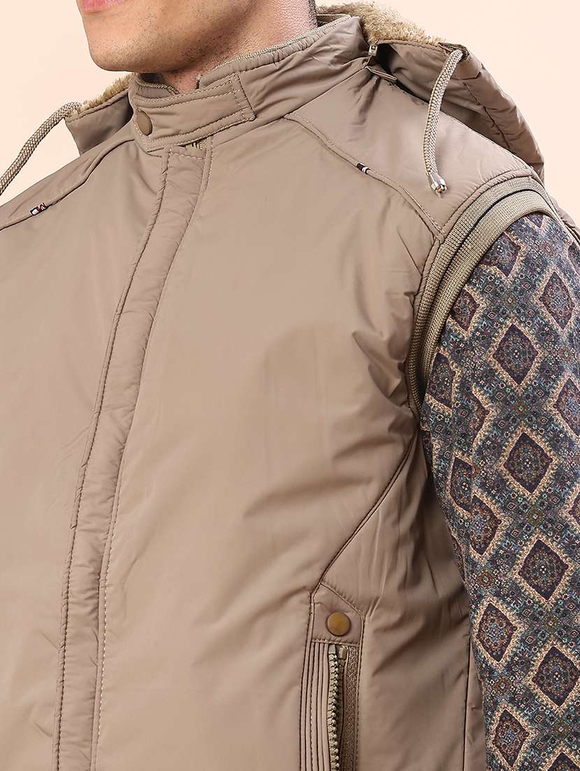 men solid sleeveless lightweight bomber jacket - 22171301 -  Standard Image - 5