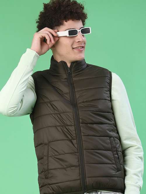 men solid sleeveless lightweight puffer jacket - 22171302 -  Standard Image - 0