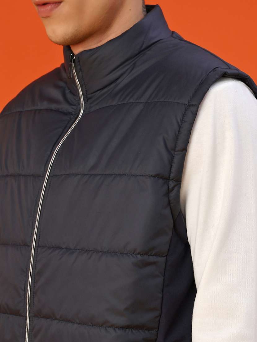 men solid sleeveless lightweight puffer jacket - 22171303 -  Standard Image - 5