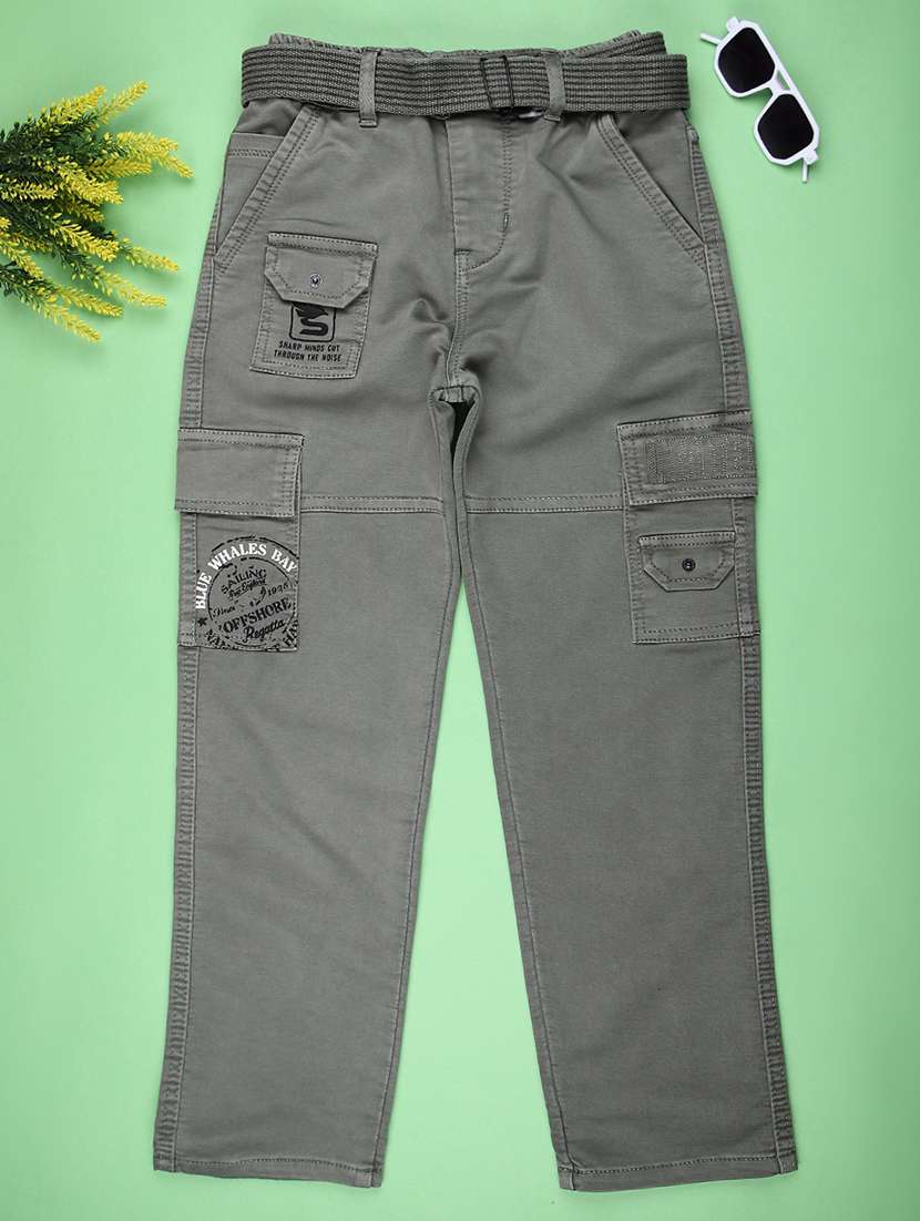boys solid mid rise cargo 