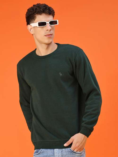 bottle green cotton blend pullover - 22171357 -  Standard Image - 0