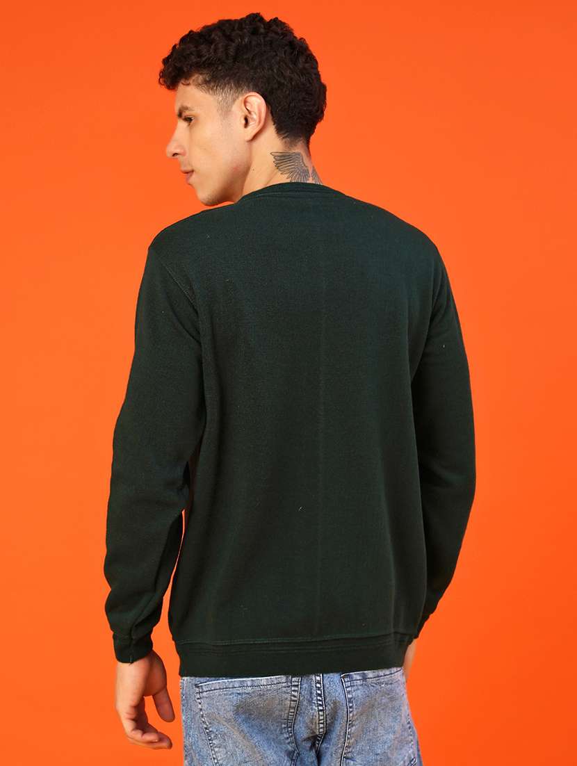 bottle green cotton blend pullover - 22171357 -  Standard Image - 3