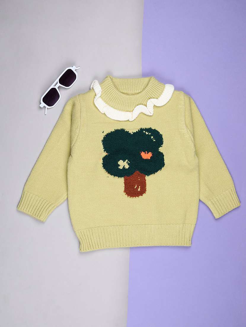 girls self designed long sleeve sweater