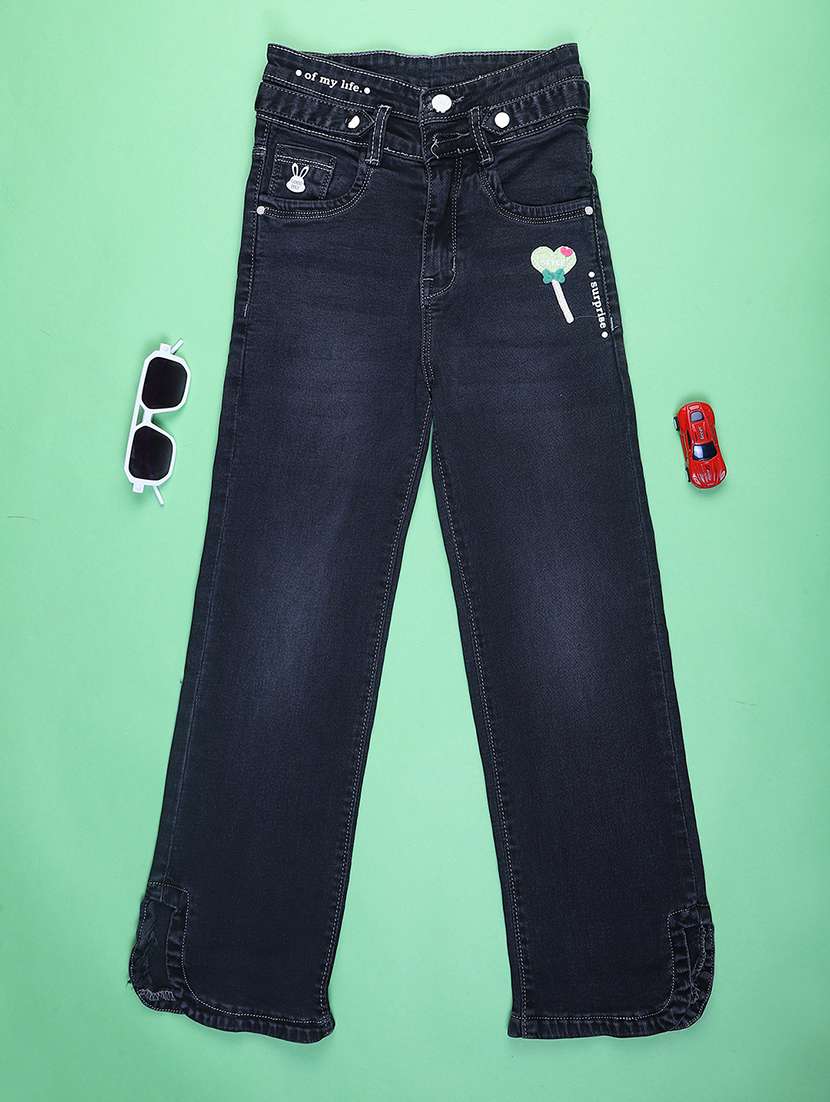 girls plain mid rise jeans 