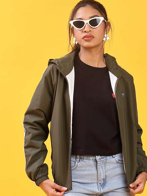 women solid long sleeve hooded bomber jacket - 22171442 -  Standard Image - 0