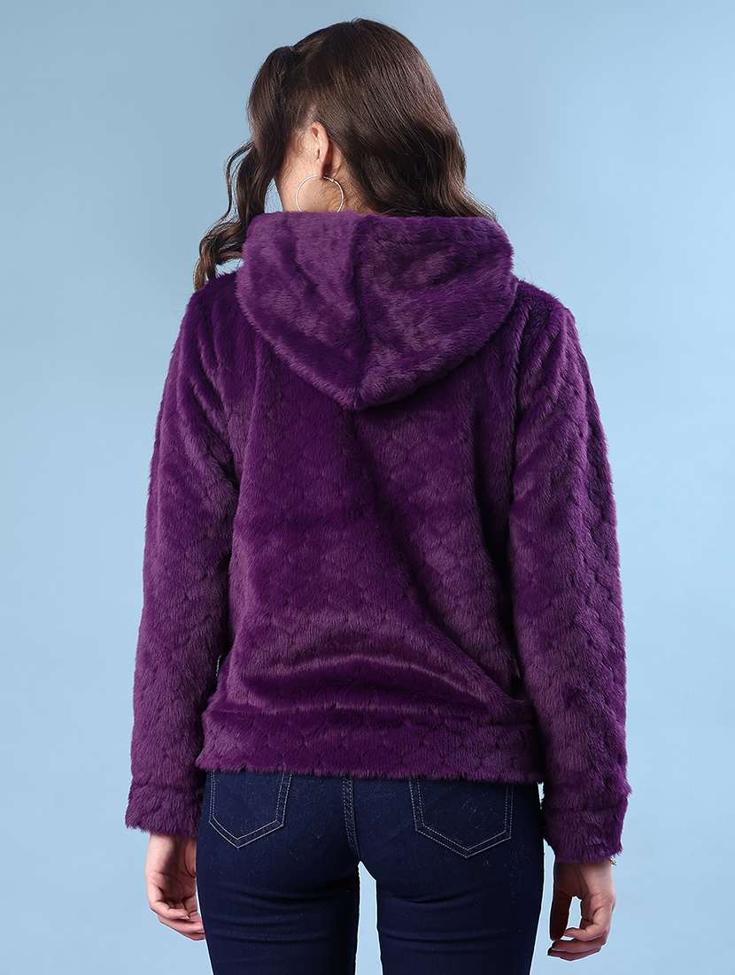 women plain long sleeve hooded sweatshirt - 22171477 -  Standard Image - 3