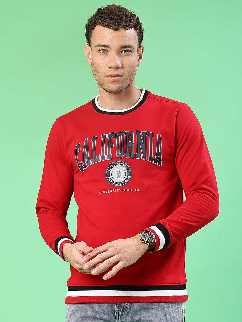 men chest print long sleeve regular fit sweatshirt - 22171519 -  Zoom Image - 0