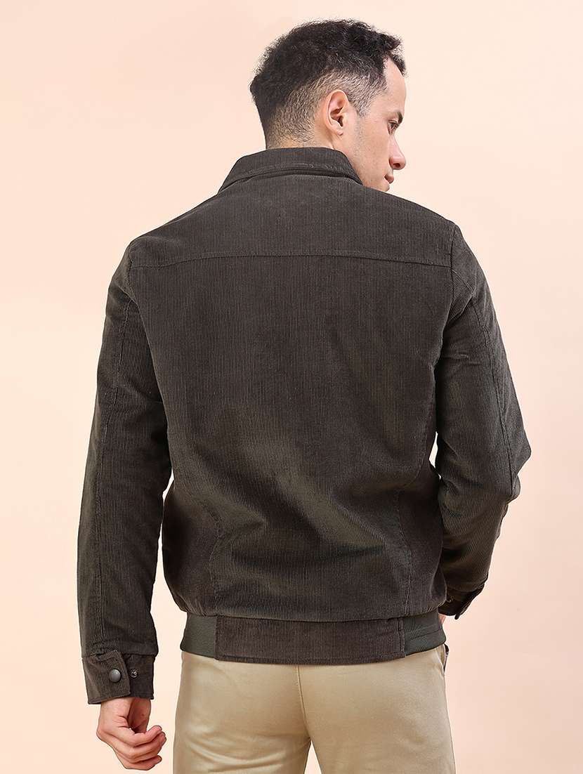 men solid collared long sleeve casual jacket - 22171531 -  Standard Image - 3