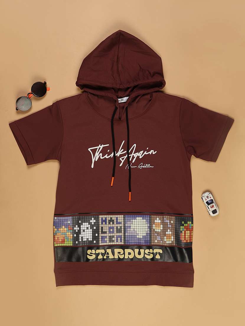 boys printed short sleeves hooded t-shirt
