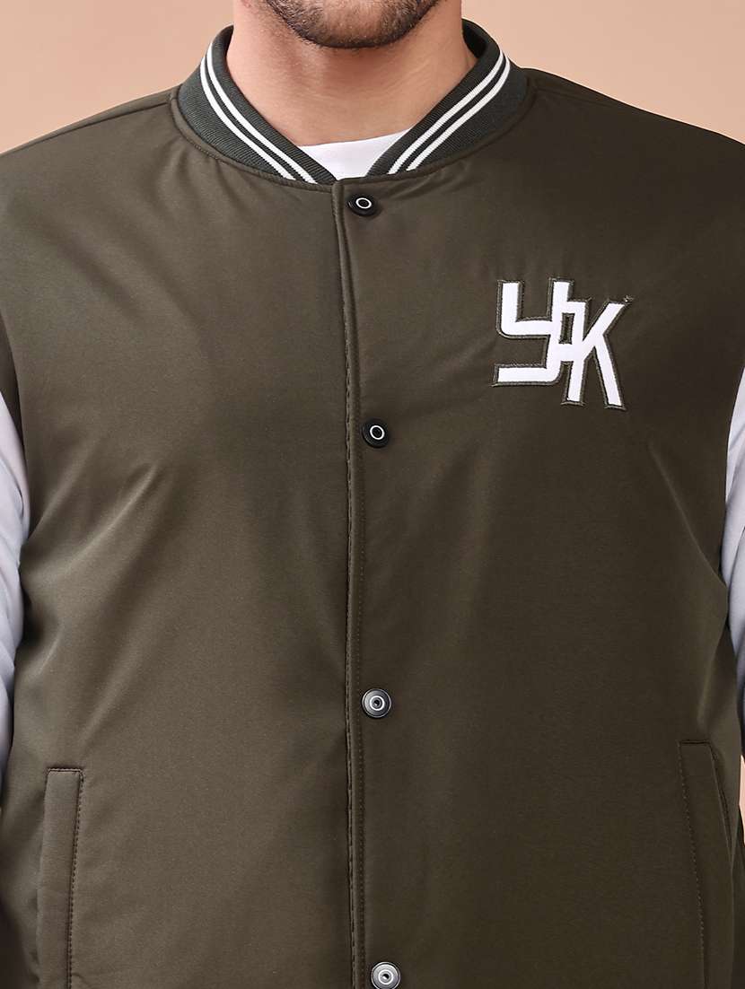 men color block henley neck varsity jacket - 22171587 -  Standard Image - 5