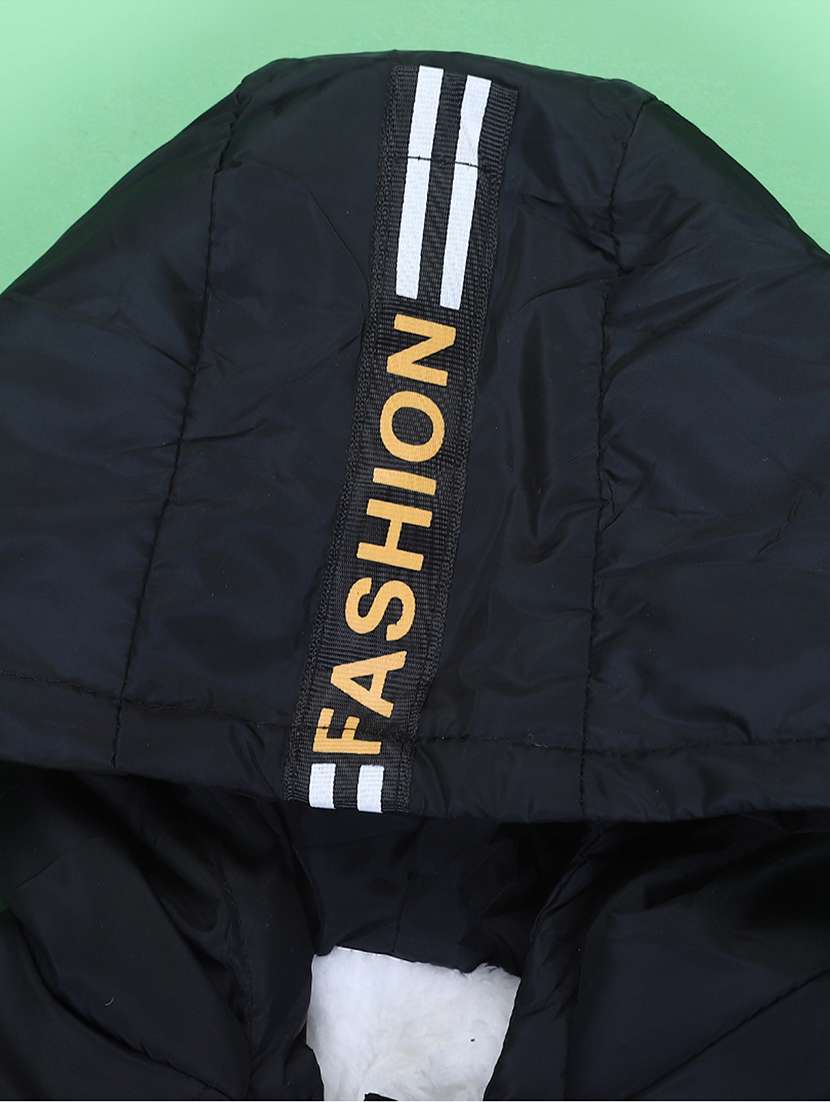 boys black quilted hooded regular jacket - 22171592 -  Standard Image - 3