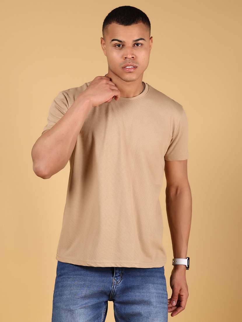 men solid round neck regualr fit t-shirt