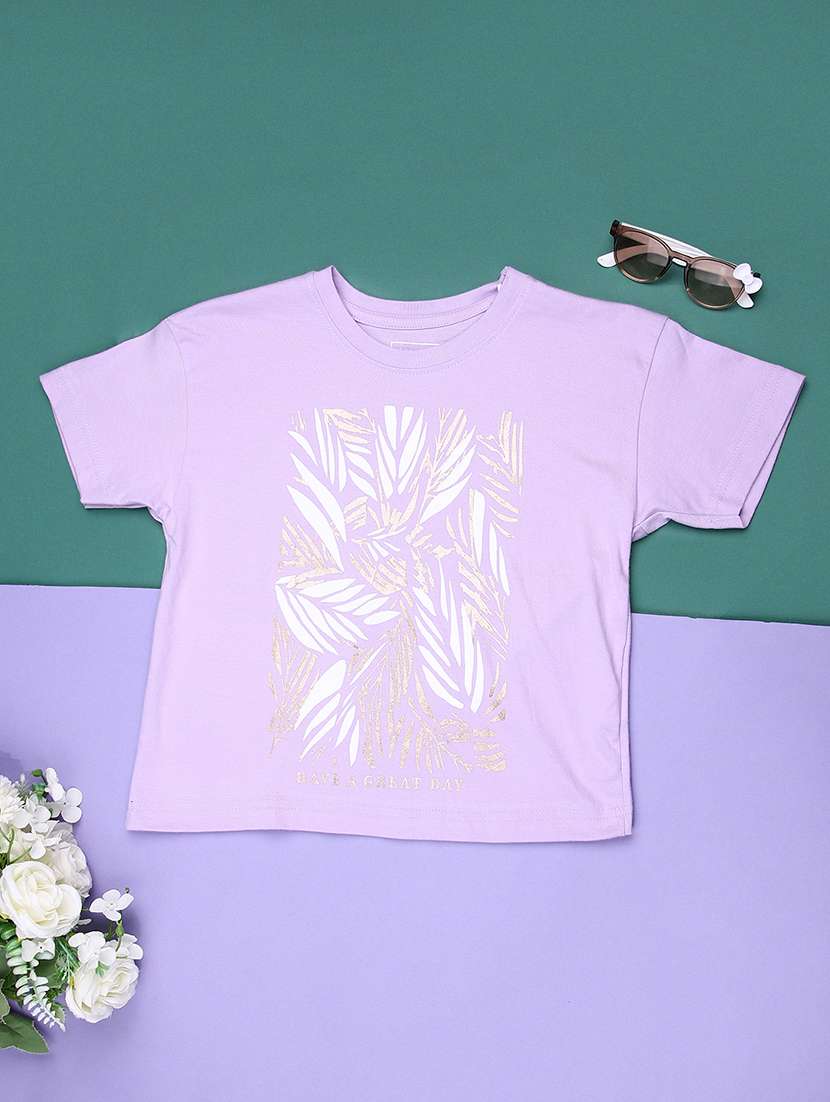 girls printed round neck t-shirt