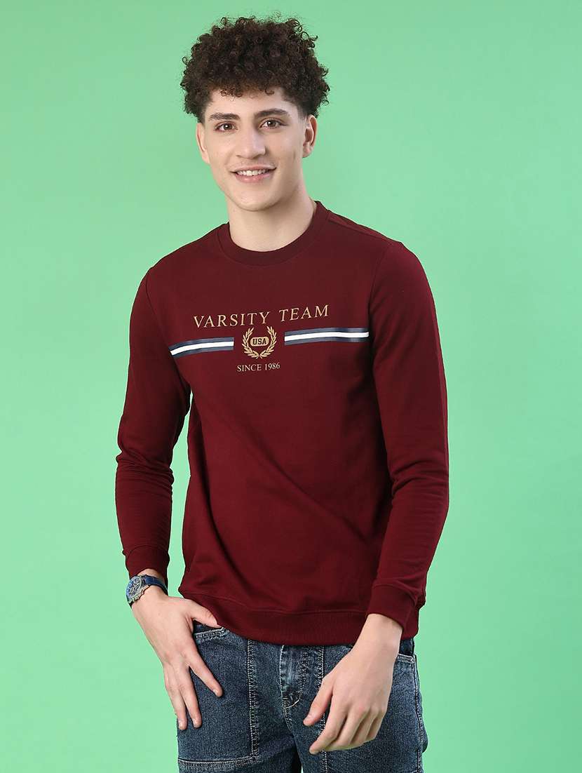 men chest print long sleeve regular fit sweatshirt