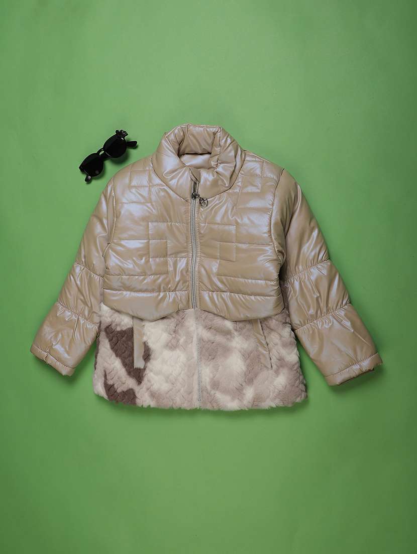 kids solid long sleeve quilted jacket
