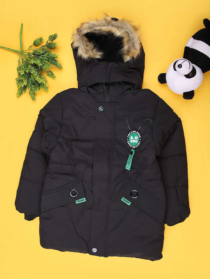 boys solid long sleeve quilted jacket