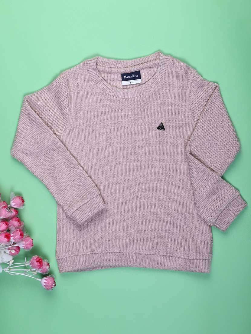boys self design long sleeve sweater