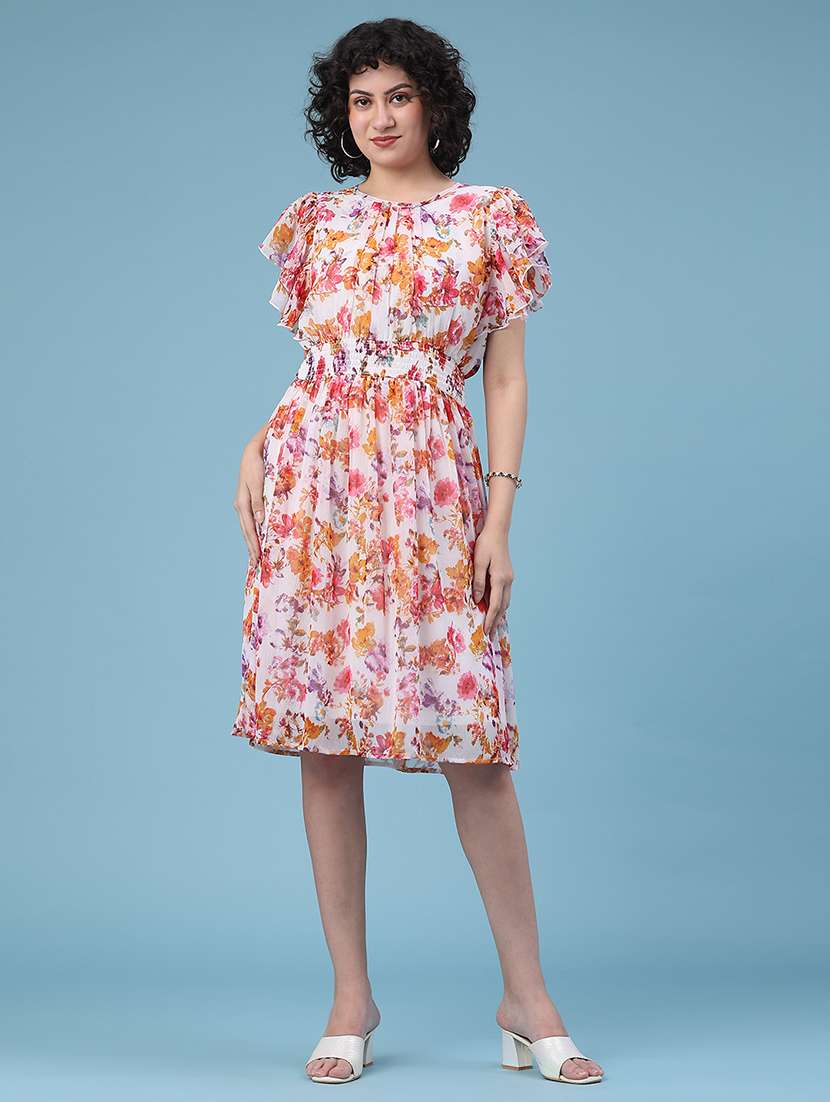 women off white polyester a-line dress - 22171716 -  Standard Image - 3