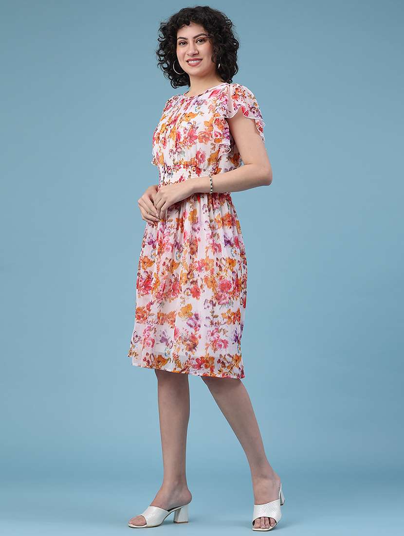 women off white polyester a-line dress - 22171716 -  Standard Image - 5
