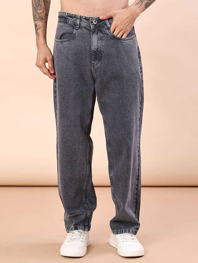 men plain mid rise full length jean