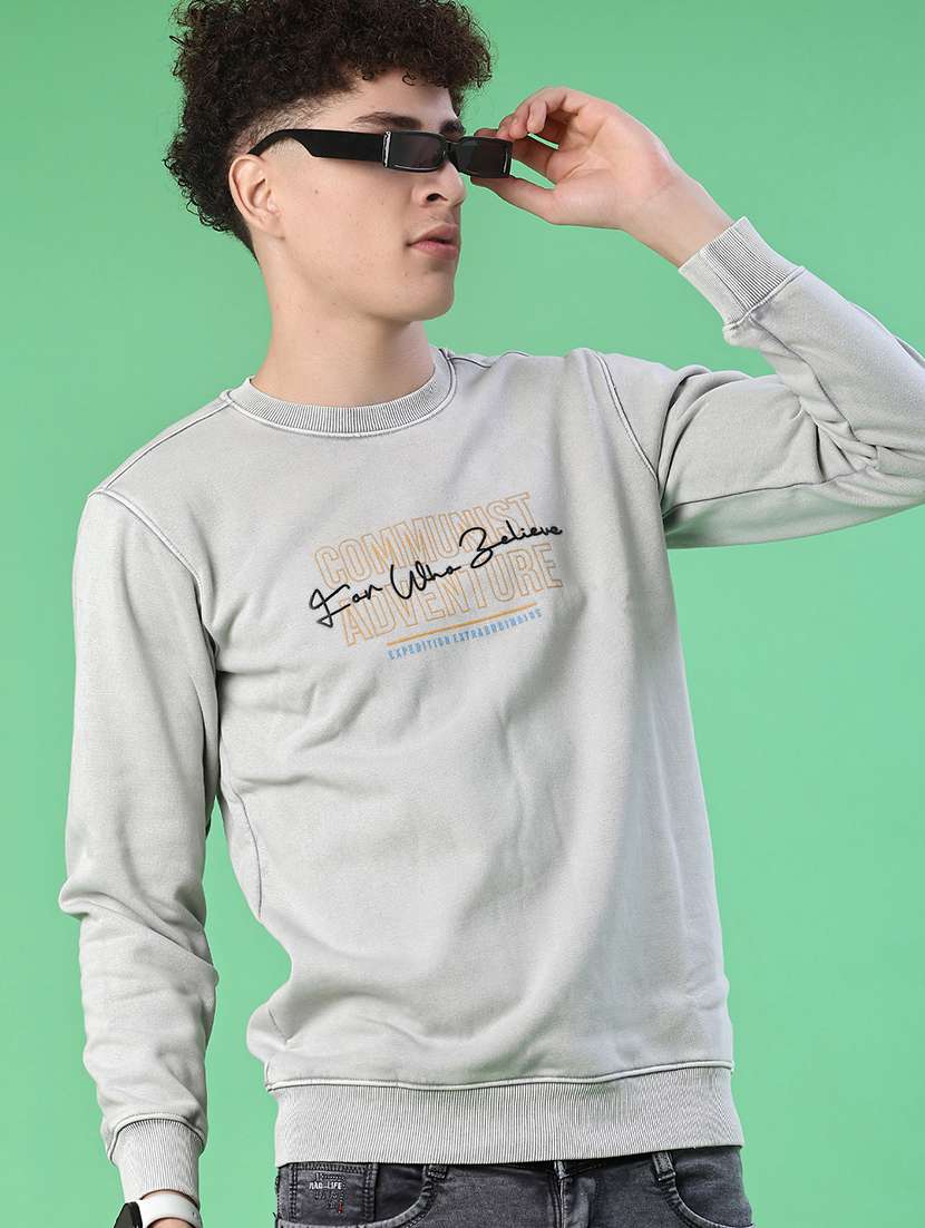 men chest print long sleeve regular fit sweatshirt