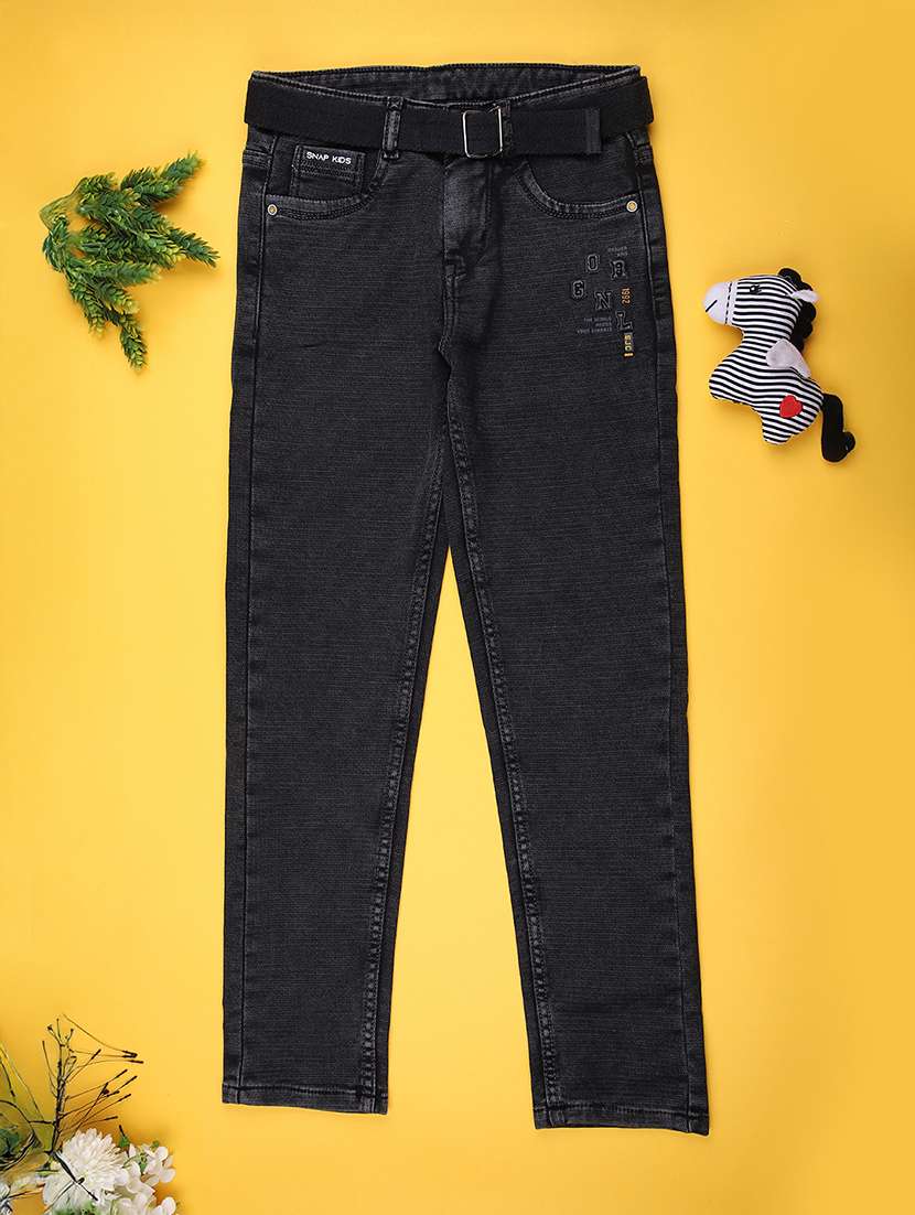 boys solid mid rise jeans