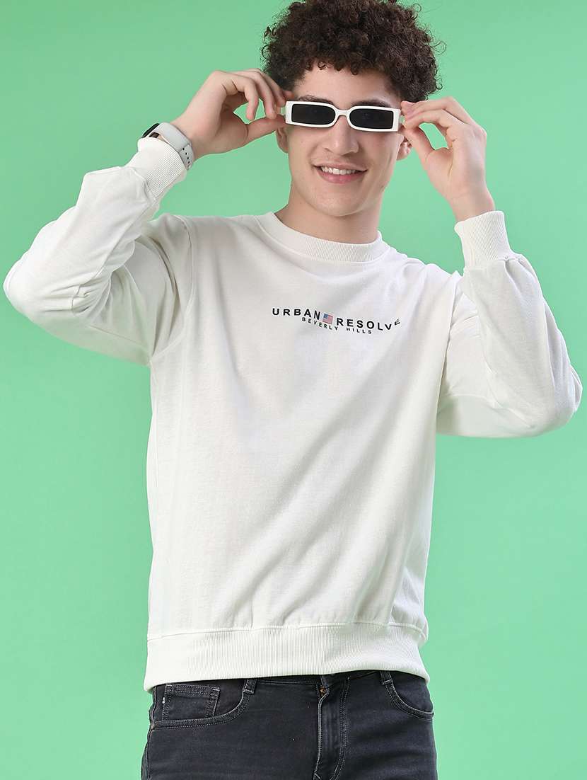 men chest print long sleeve regular fit sweatshirt