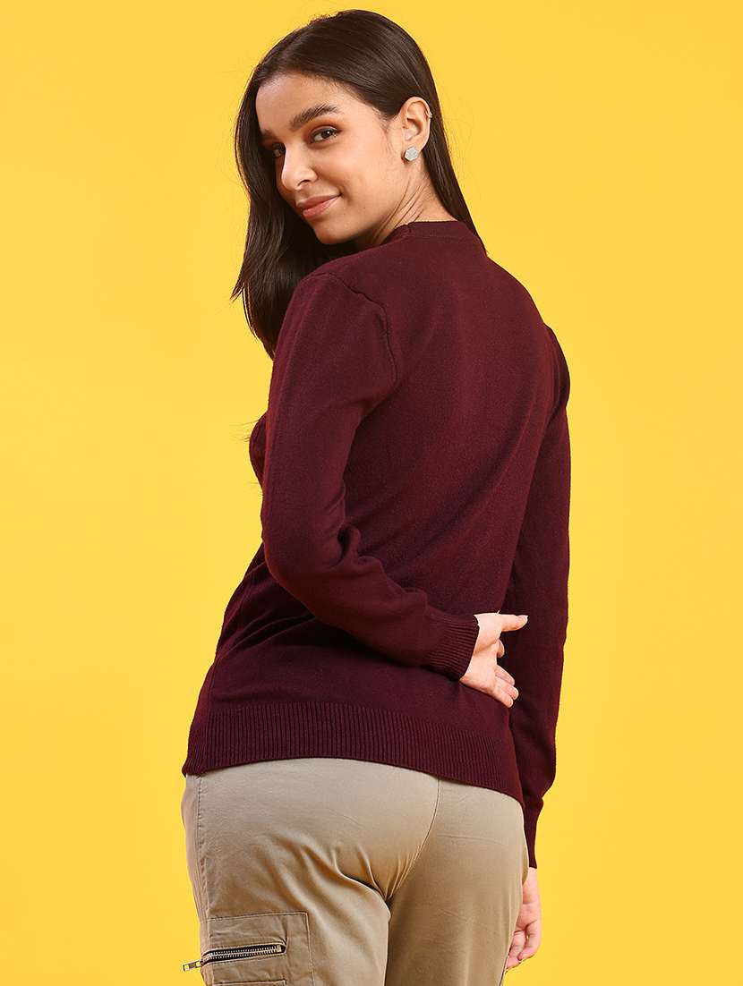 Women Self Design Long Sleeve Regular Fit Pullover - 22171926 -  Standard Image - 3