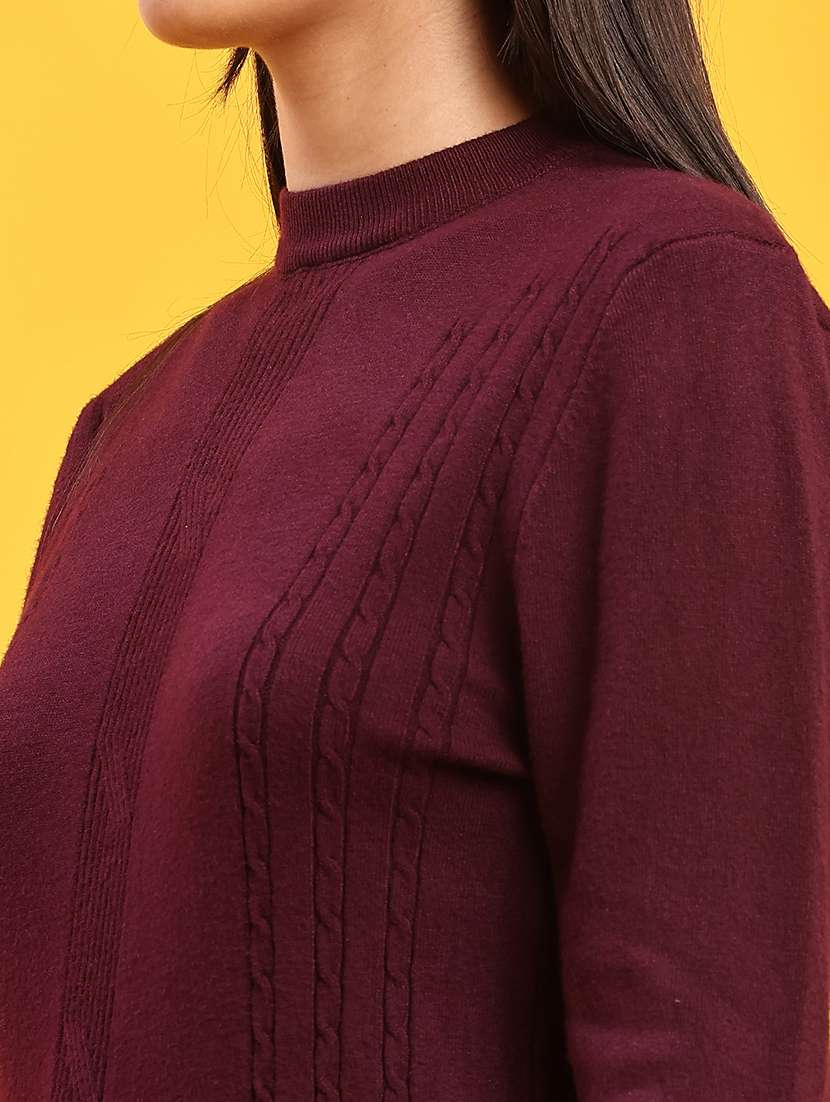 Women Self Design Long Sleeve Regular Fit Pullover - 22171926 -  Standard Image - 5