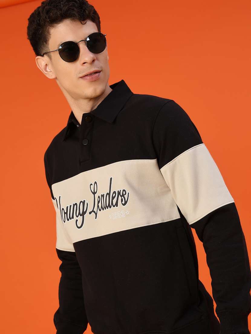 men chest print long sleeve regular fit sweatshirt