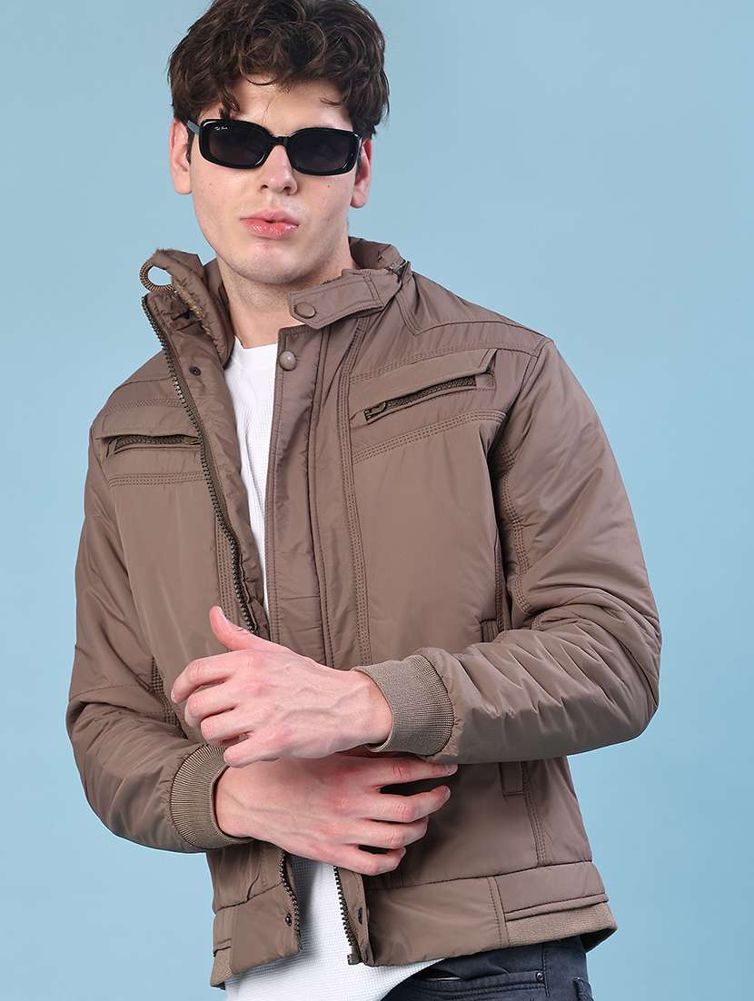 men solid long sleeve lightweight bomber jacket