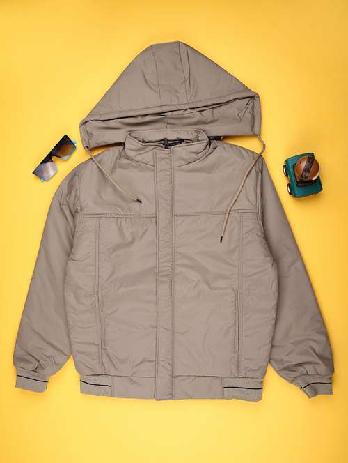 boys beige hooded casual jacket - 22171999 -  Standard Image - 0