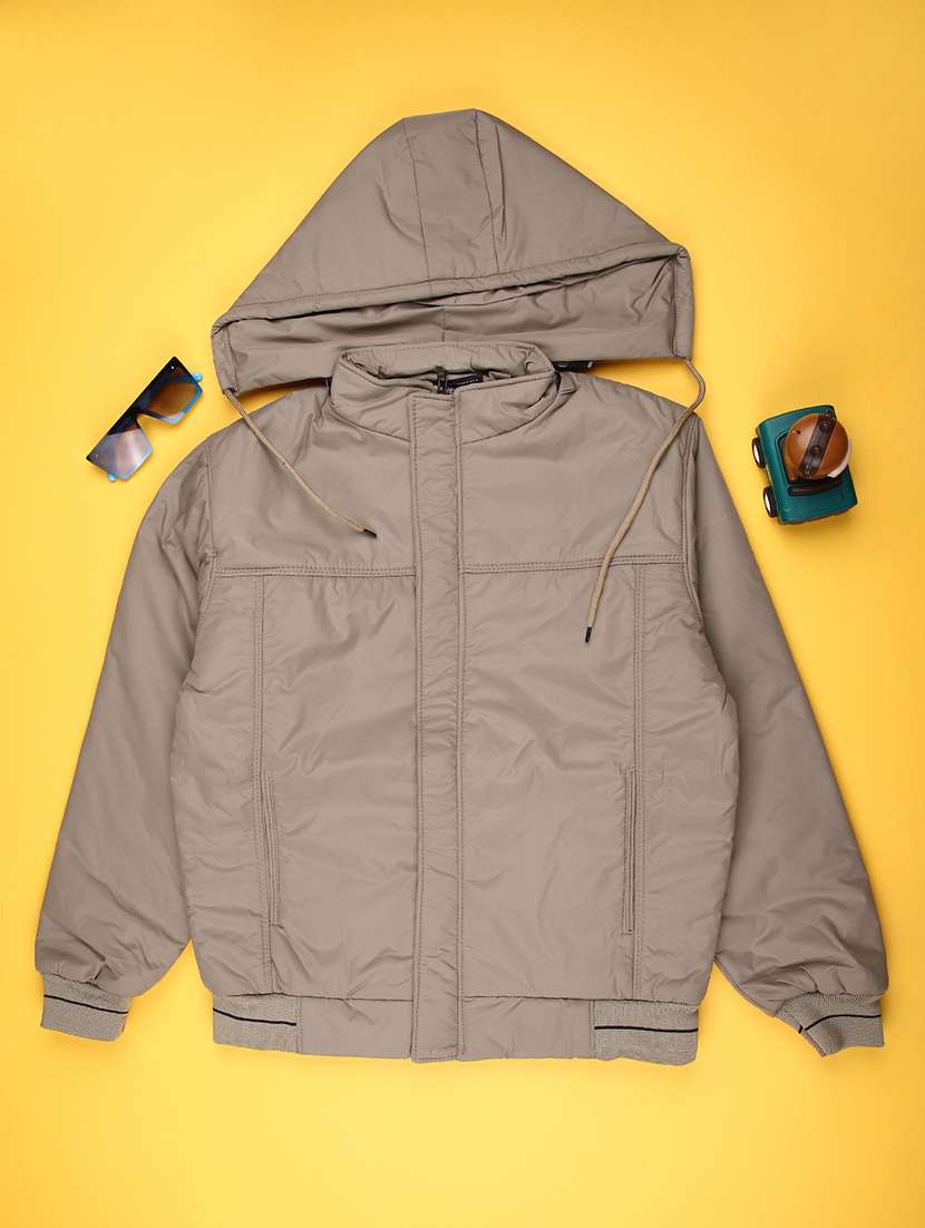 boys beige hooded casual jacket