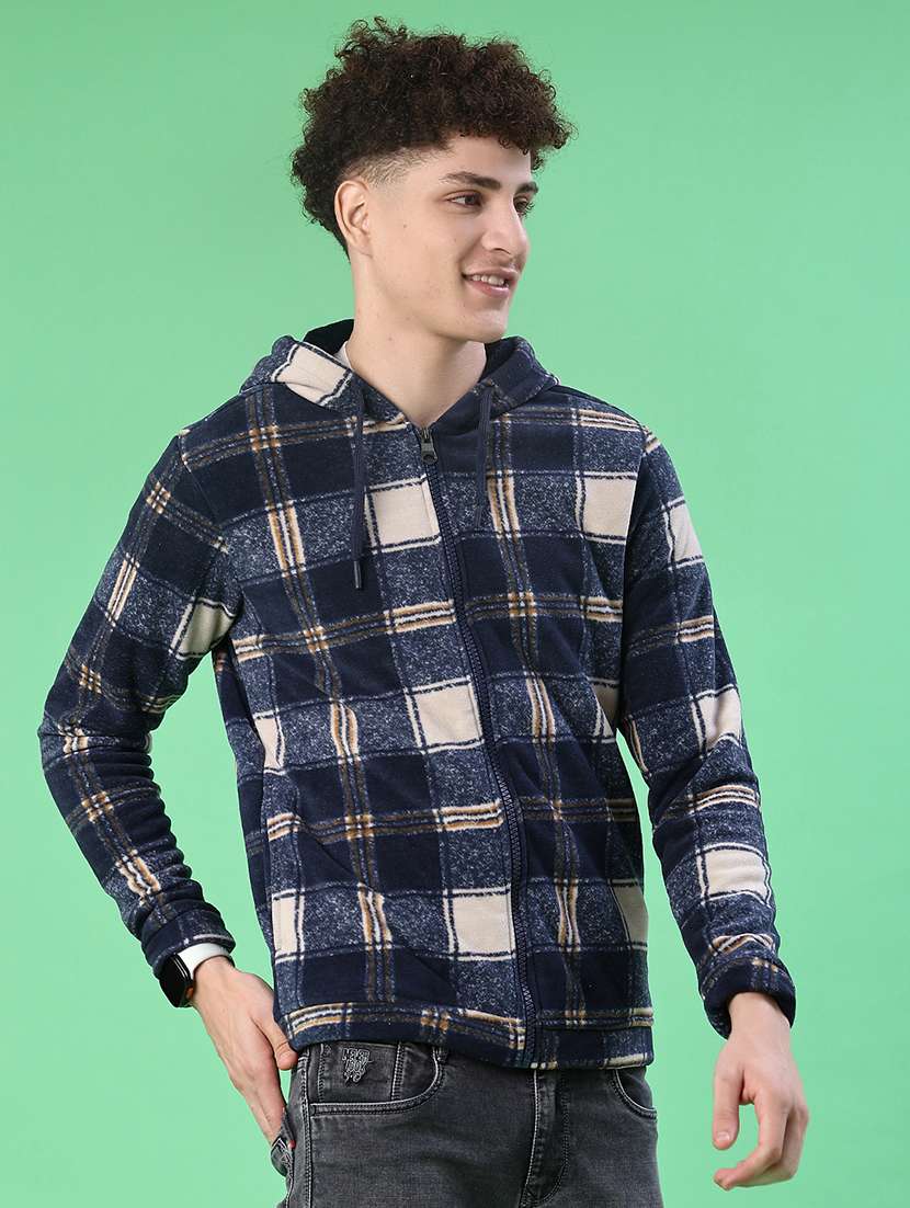 men checkered long sleeve regualr fit sweatshirt
