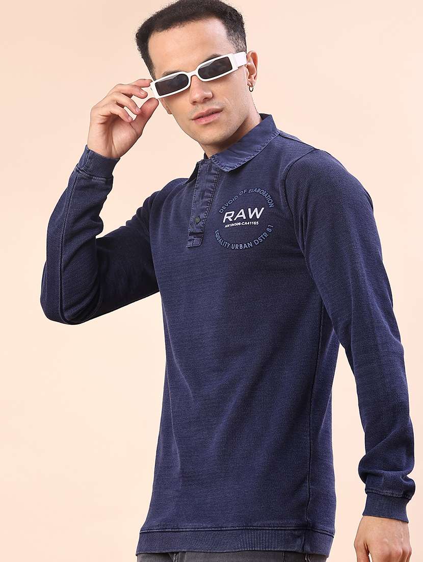 men solid long sleeve polo t-shirt