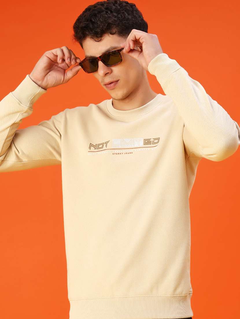 men chest print long sleeve regular fit sweatshirt