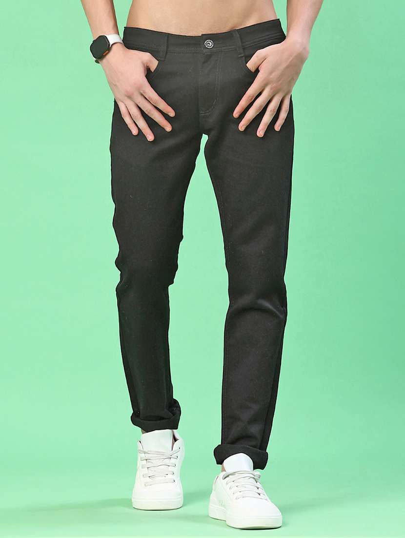 men plain mid rise full length jean